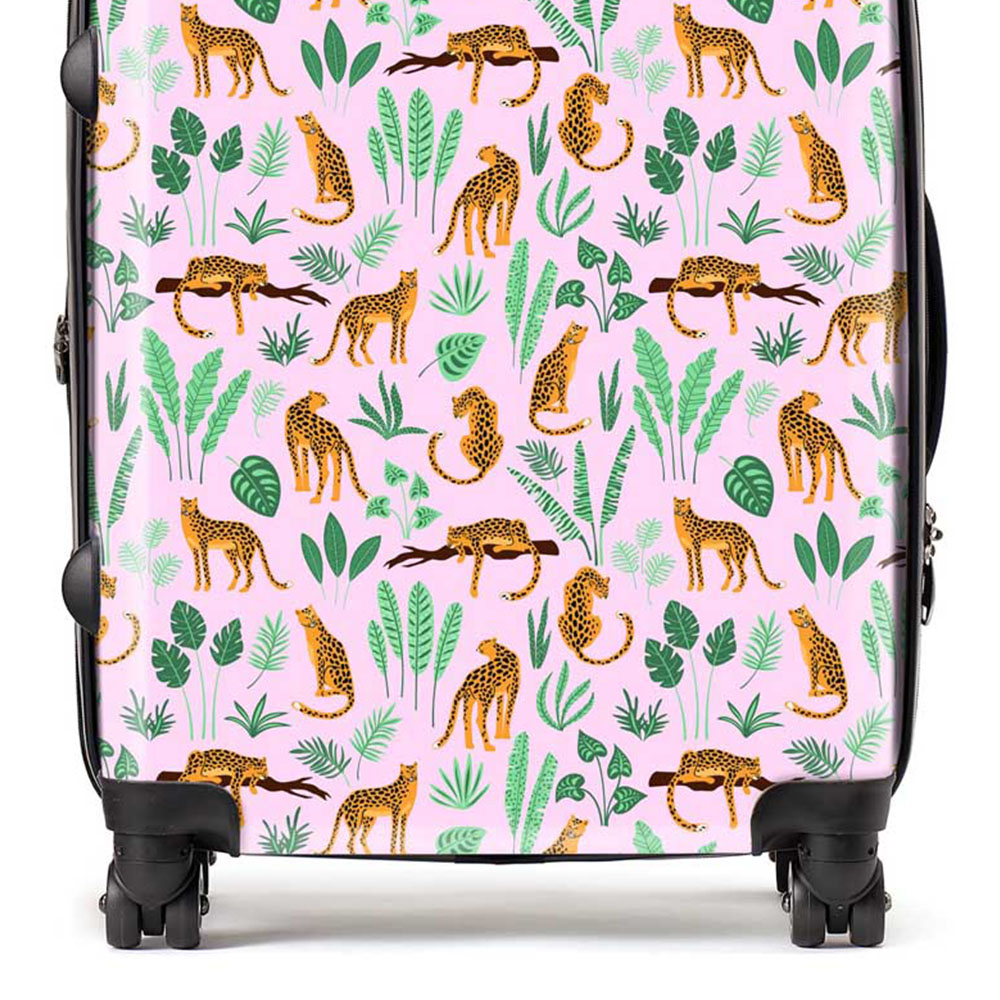 Warren Reed Designer Large Hand Drawn Leopards Suitcase Image 2
