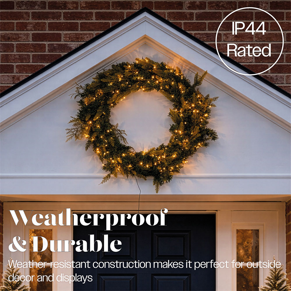 Xmas Haus 150 Warm White LED Christmas Wreath 80cm Image 5
