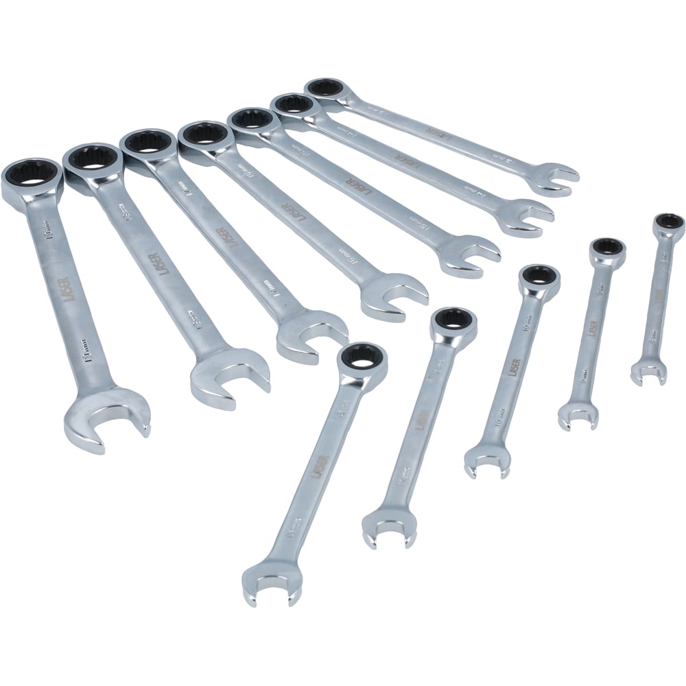 Laser 12 Piece 8-19mm Ratchet Ring Combination Spanner Set Image 3