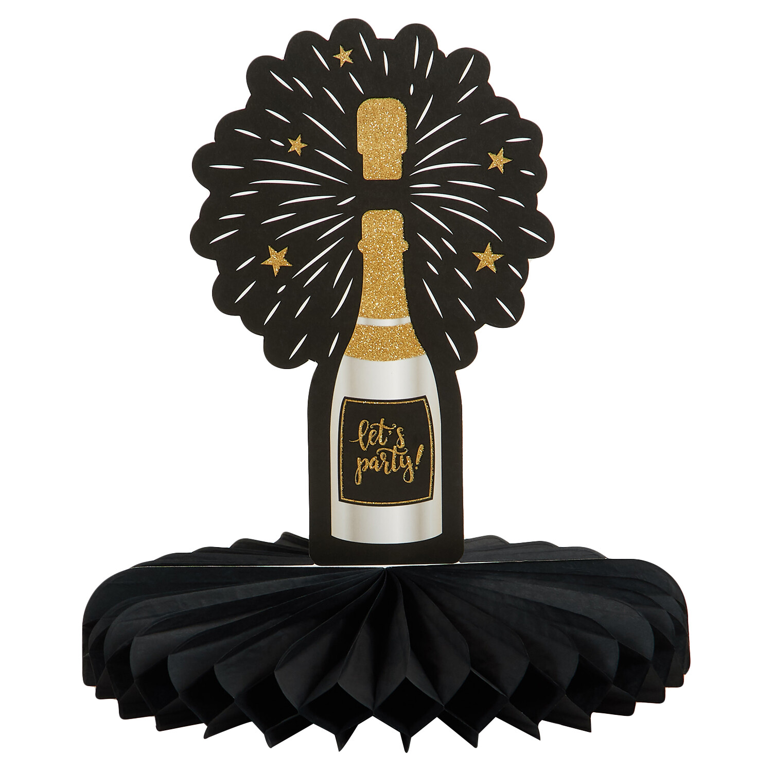 Party Time Black Honeycomb Table Decoration - Black and Gold Image 2