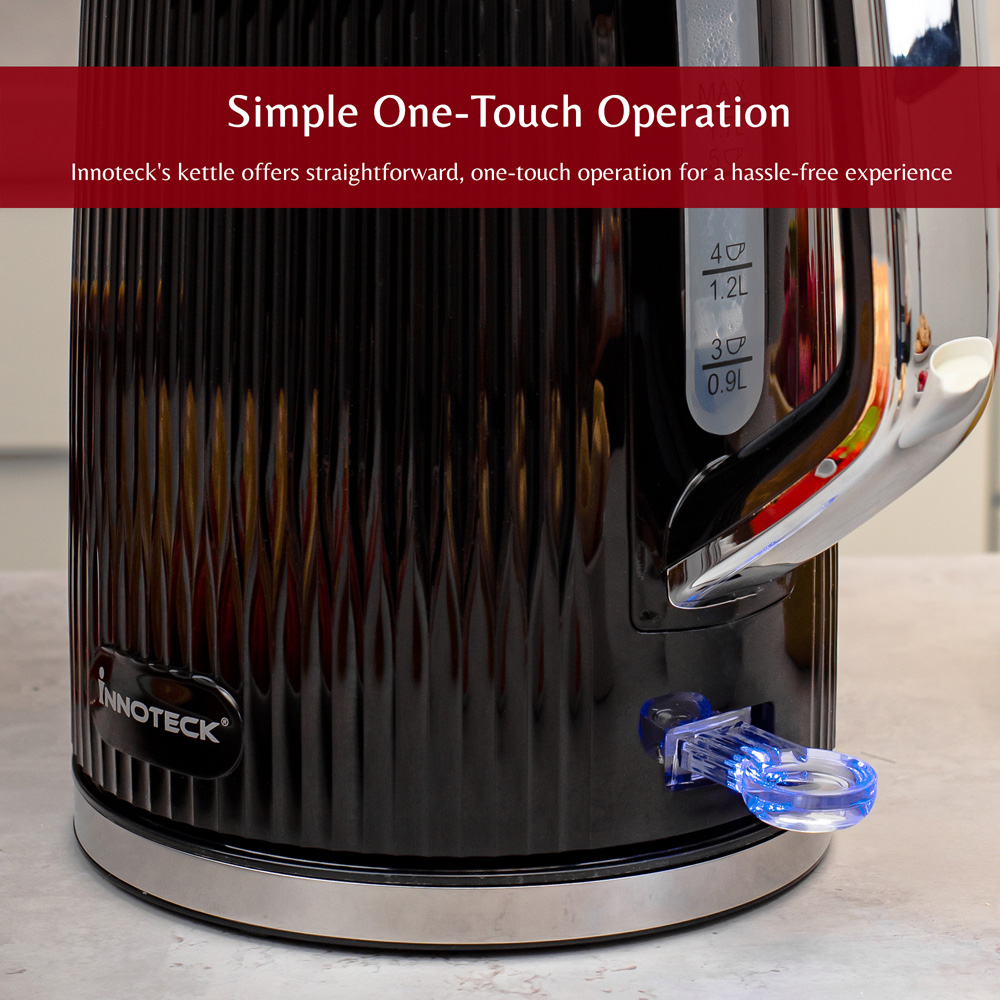 Innoteck Kitchen Pro Black 1.7L Cordless Ridged Electric Kettle 3000W Image 3