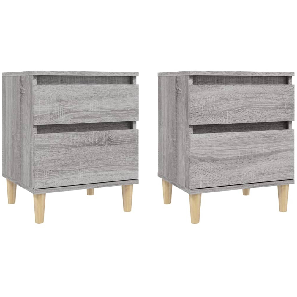 vidaXL Single Drawer Single Door Grey Sonoma Oak Bedside Table Set of 2 Image 2