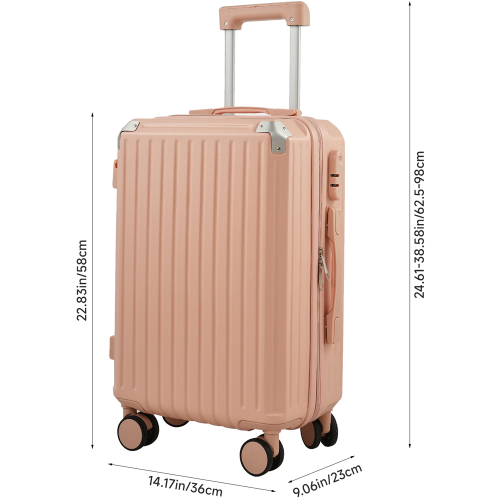 H&O Direct Pink ABS Hard Shell Suitcase with Spinner USB Port and Cup Holder 20 inch Image 6