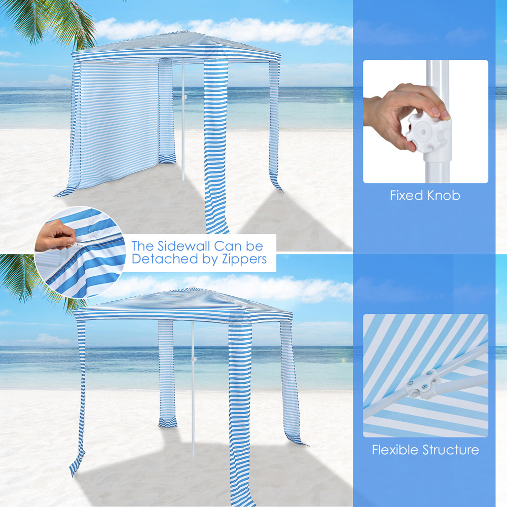 Costway Blue Foldable Beach Canopy with Carry Bag 6.6 x 6.6ft Image 6