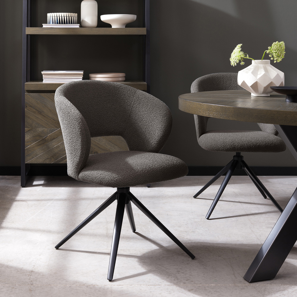 Bentley Designs Stella Grey Boucle Fabric Swivel Chair Image 5