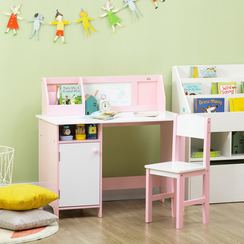 Playful Haven 2 Piece Kids Desk and Chair Set Pink Image 3
