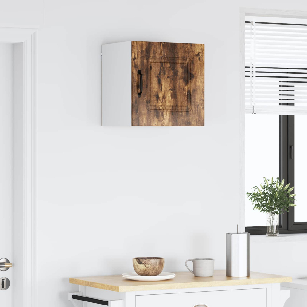 vidaXL Kalmar Single Door Smoked Oak Wall Mounted Square Kitchen Cabinet Image 9