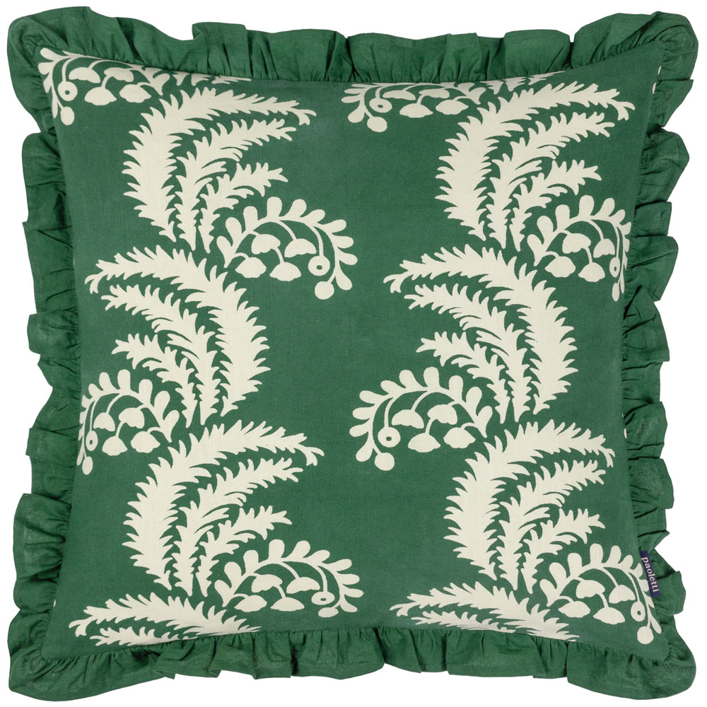 Paoletti Montrose Bottle Green Floral Cushion Image 1