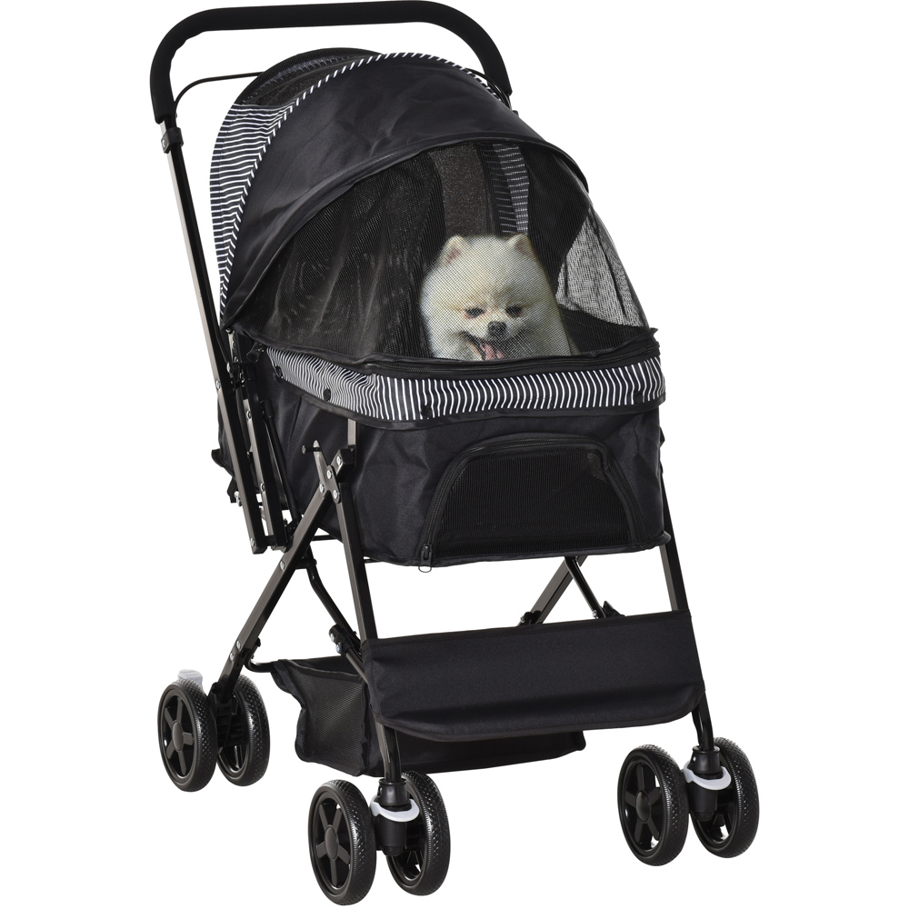 PawHut Black Foldable Pet Stroller with Reversible Handle Image 1