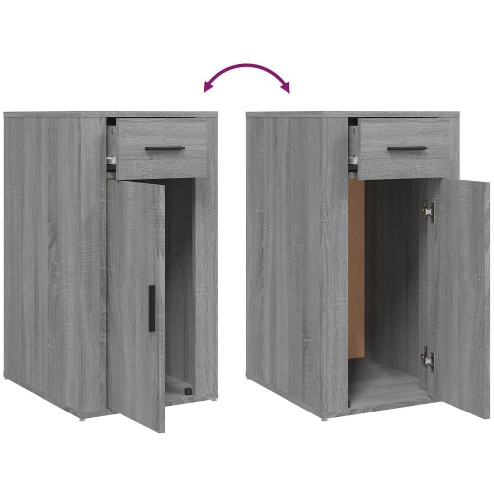 vidaXL Single Door Single Drawer Grey Desk Cabinet Image 8