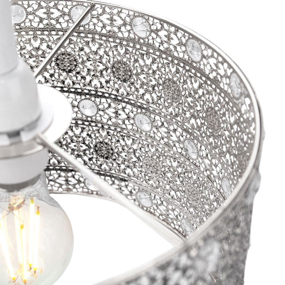 Happy Homewares Antique Silver Acrylic Gem Moroccan Style Chandelier Pendant Shade Image 4