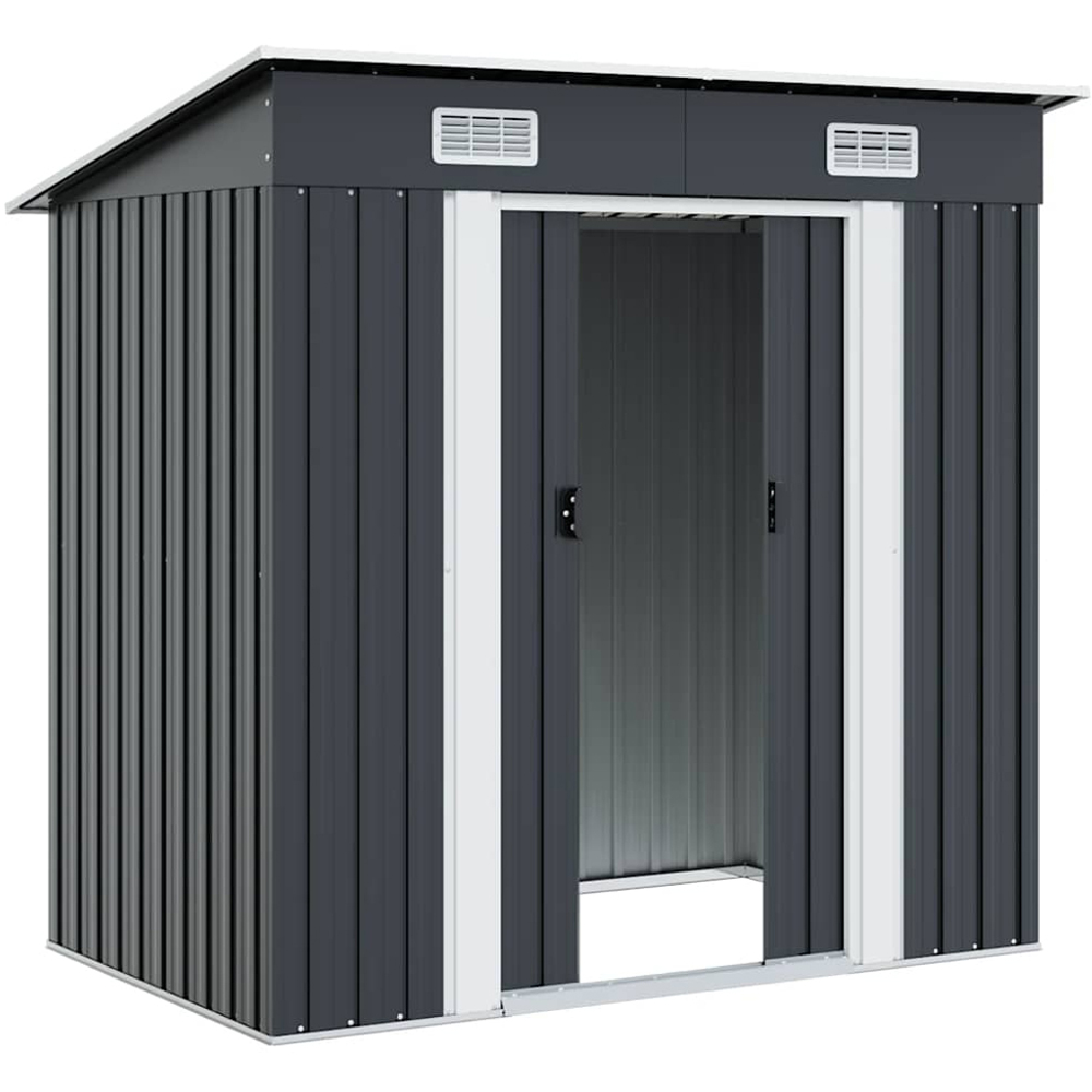 vidaXL 6.2 x 4ft Anthracite Galvanised Steel Pent Garden Shed Image 4