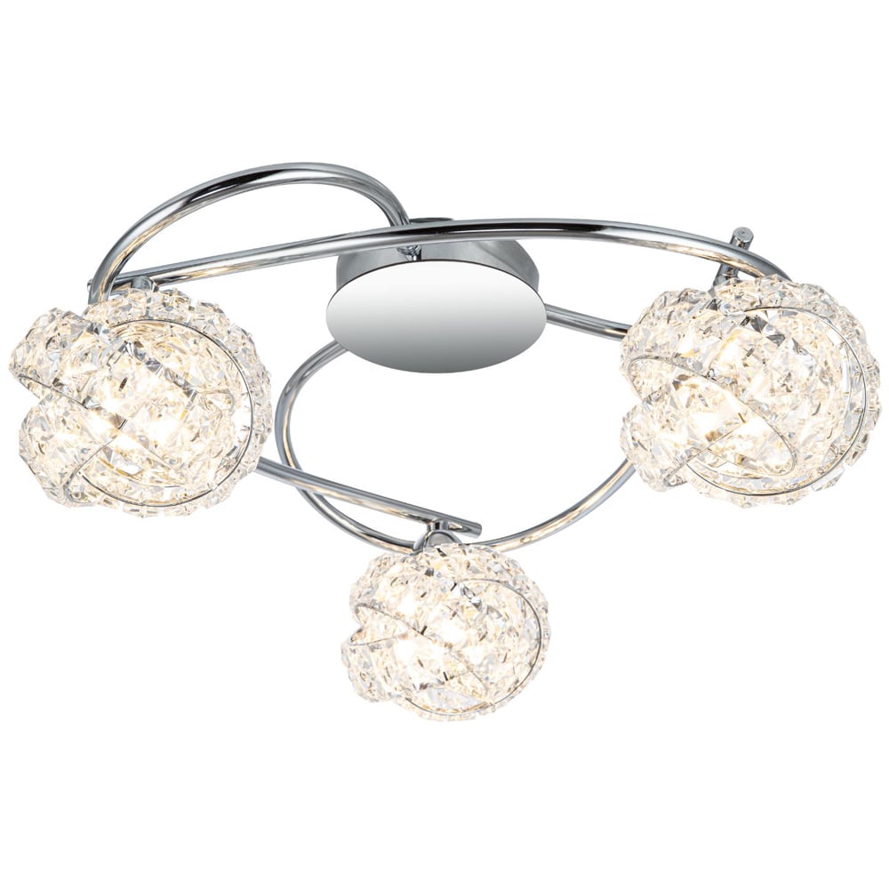 Cosylyte Mirri 3 Light Glass Beaded Shade Chrome Ceiling Light Image 3