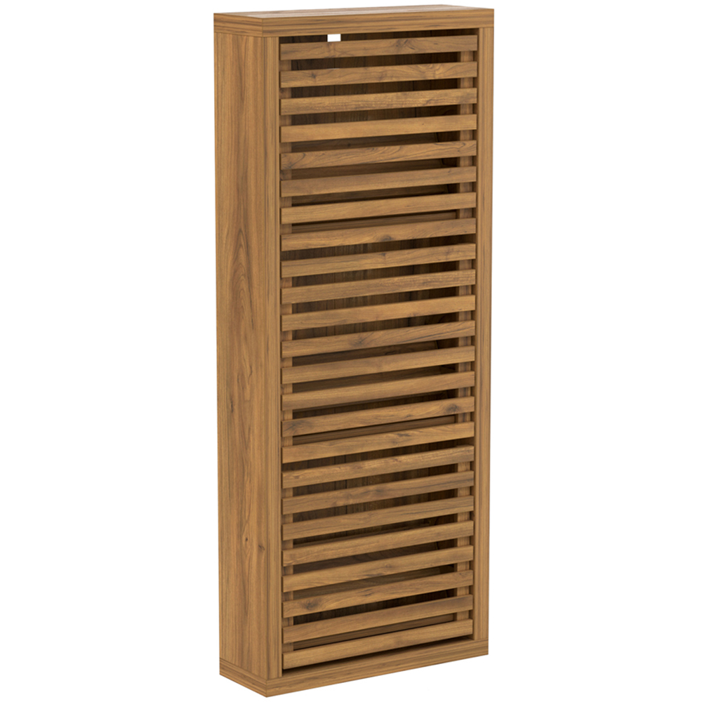Flexi Storage Erik 3 Door Mango Wood Effect Slatted Consealed Shoe Cabinet Image 2