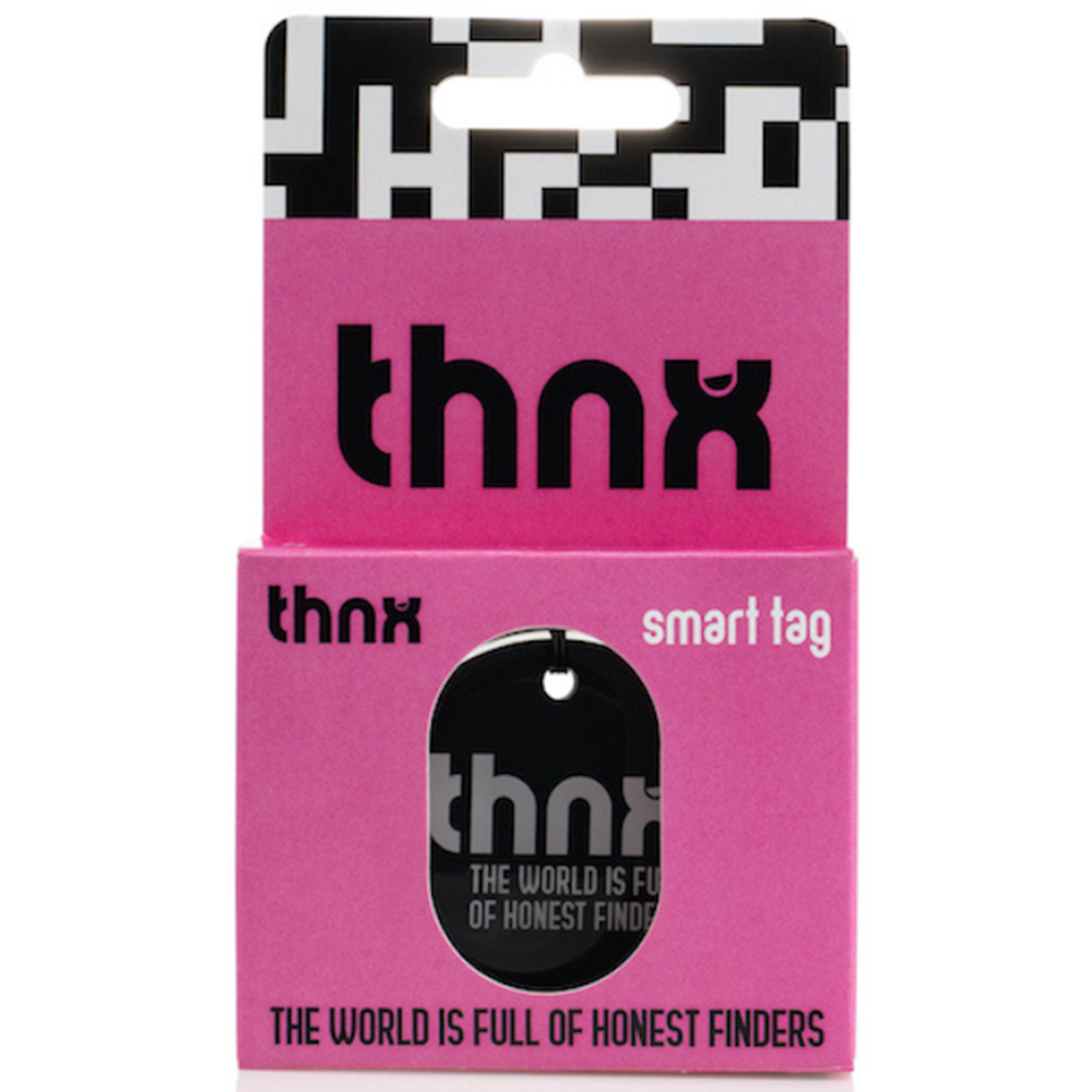 Thnx Black Large Airtag Keychain with QR Code Image 5