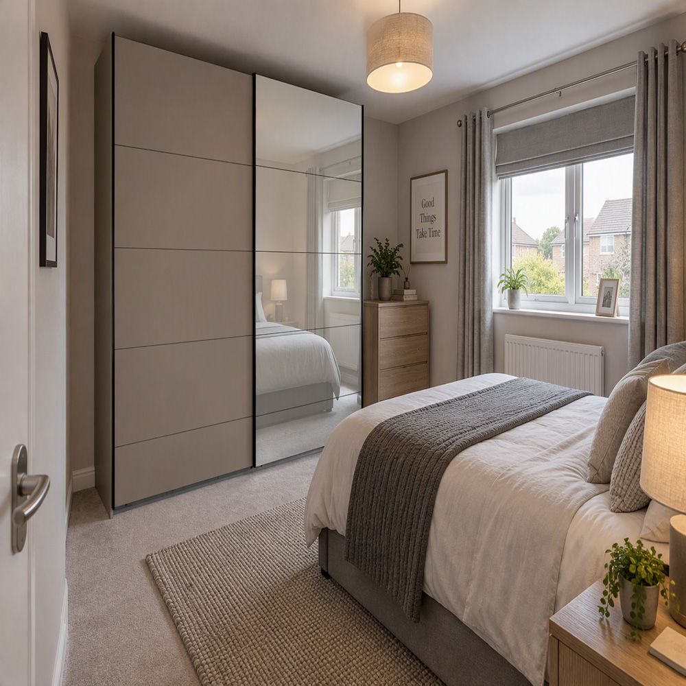 TJ'S Dublin 2 Sliding Door Grey Wardrobe Image 4
