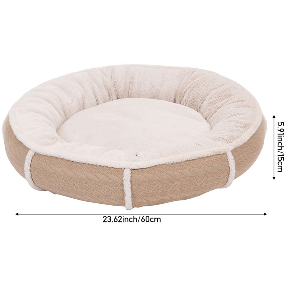 H&O Direct 60cm Light Brown Plush Warm Pet Bed with Anti-Slip Bottom Image 5