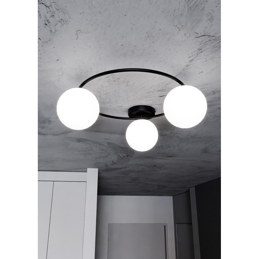 Emibig Sopra 3 Light White Shade Black E14 Ceiling Light Image 6