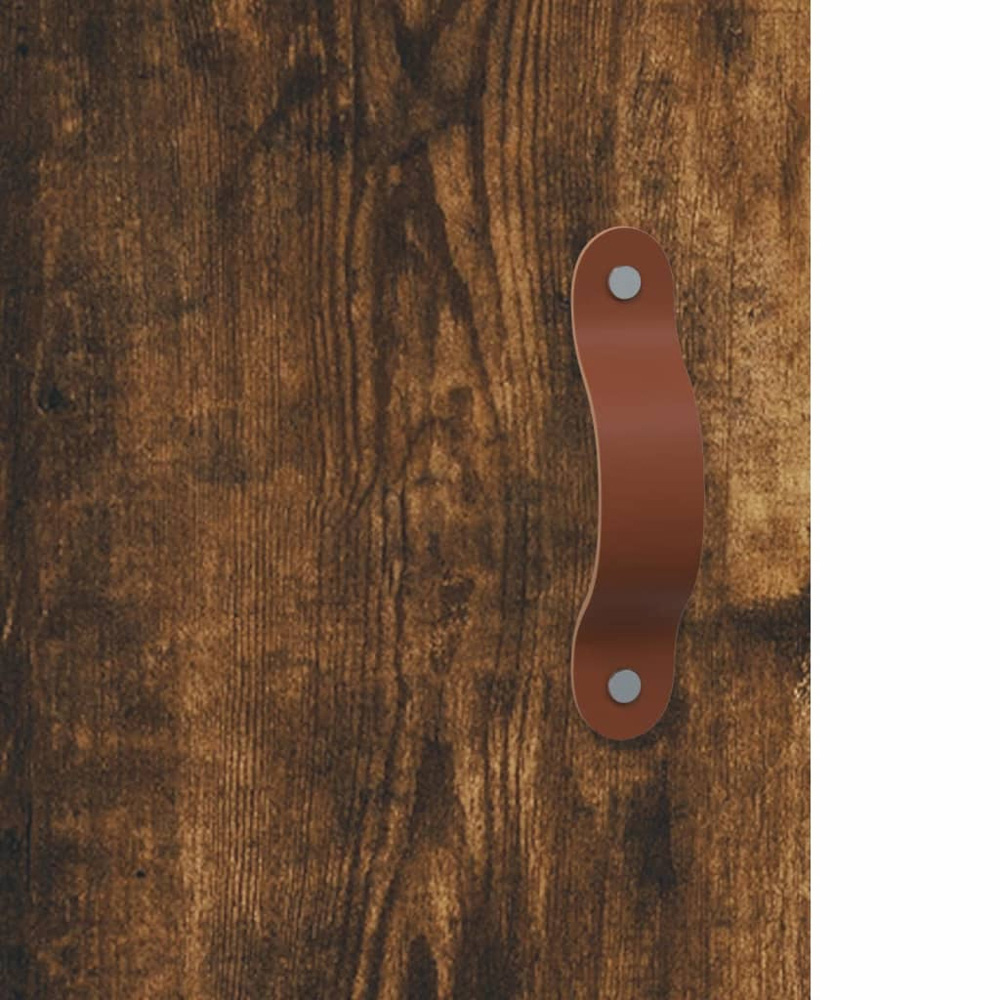 vidaXL 2 Glass Door 3 Drawer Smoked Oak Highboard Image 9