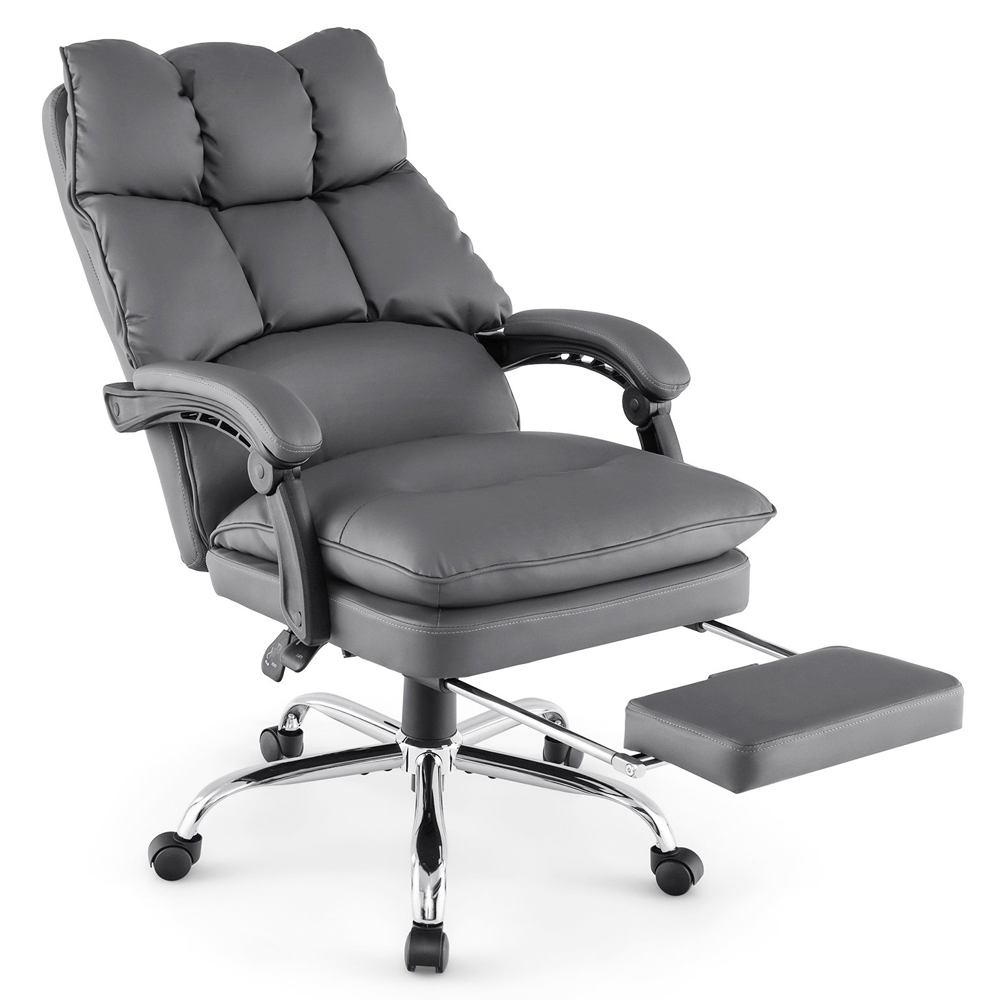 Costway Grey Ergonomic Adjustable High Back Rolling Computer Chair with Footrest Image 3