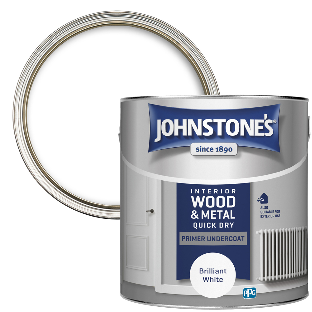 Johnstone's Quick Dry Primer Undercoat Briliant White Paint 2.5L Image 1