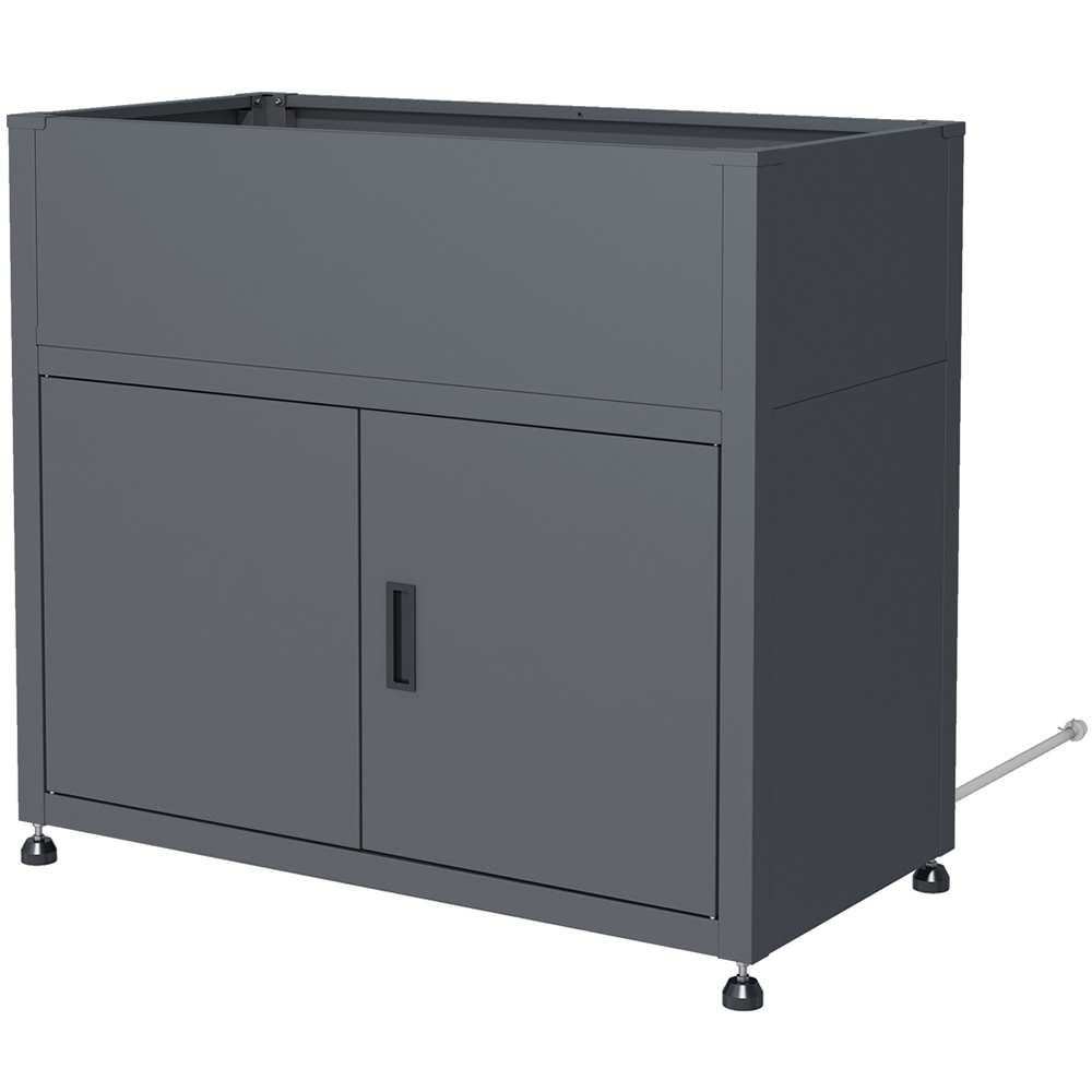 Trimetals 2.7 x 3.2ft Anthracite Raised Planter with Storage Cupboard Image 1