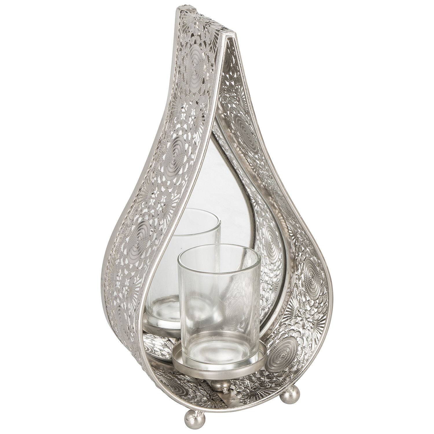 Silver Teardrop Candle Lantern Image
