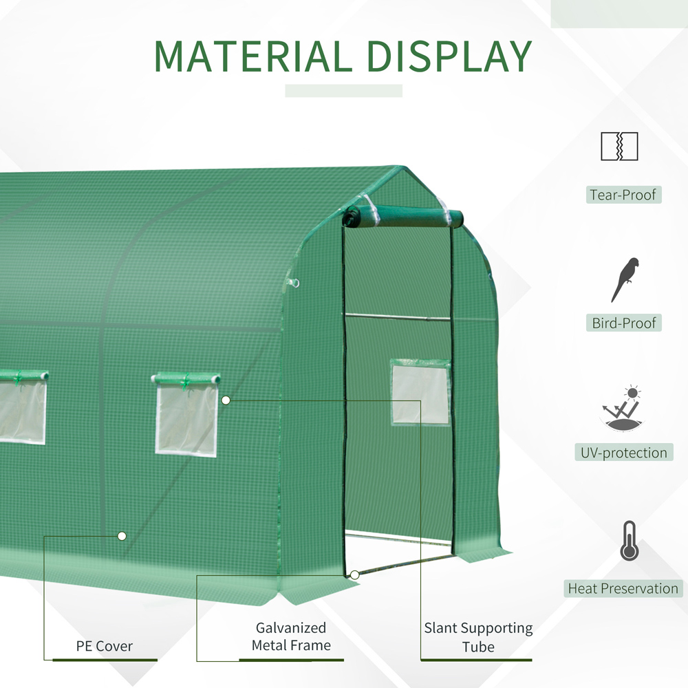 Outsunny Green Steel 13 x 10ft Walk in Polytunnel Greenhouse Image 4