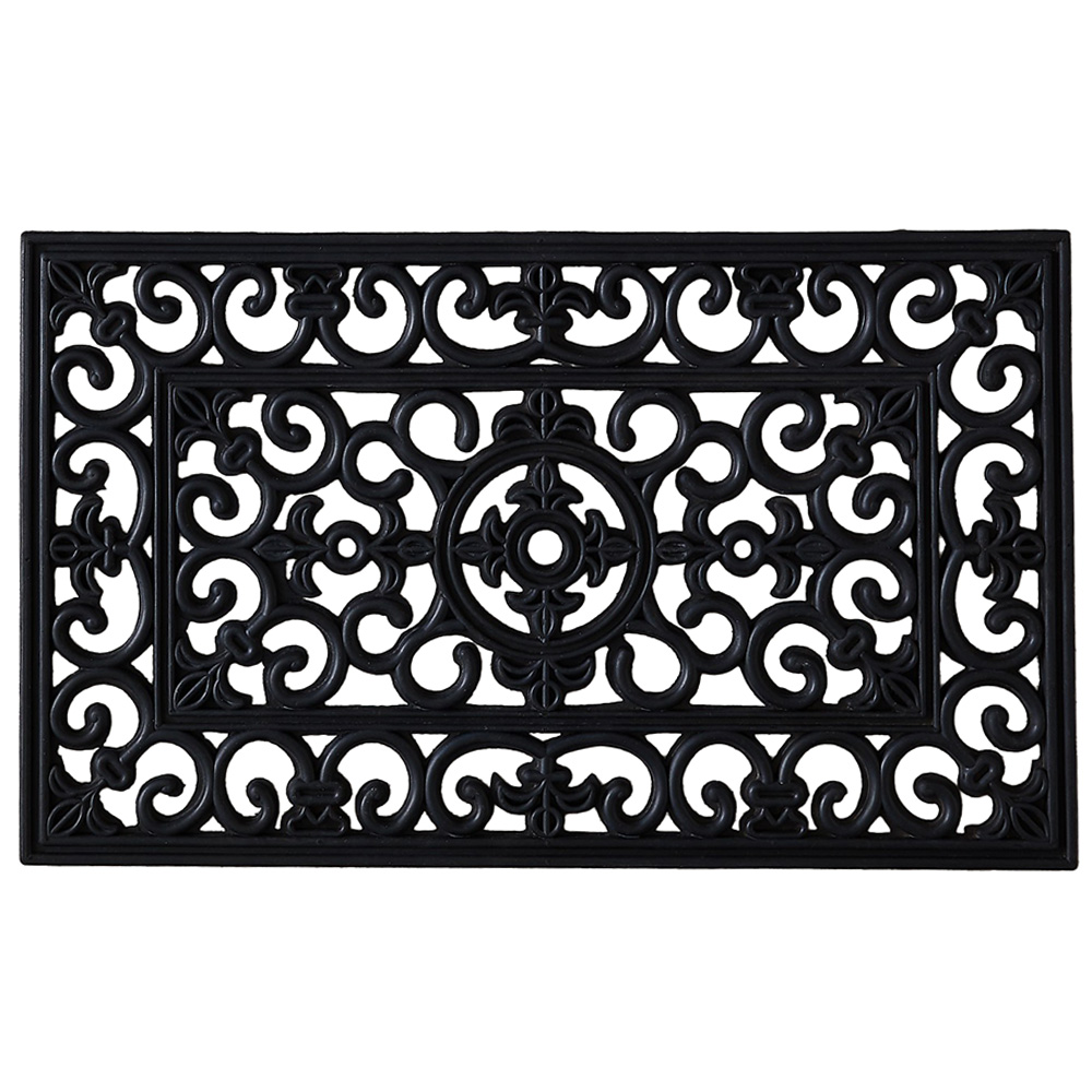 Radcliffe Black Iron Effect Rubber Doormat 25 x 75cm Image 1