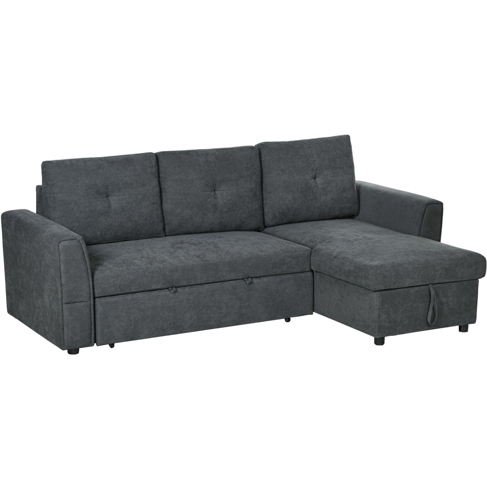 Portland 3 Seater Dark Grey Convertible Sofa Bed Image 2