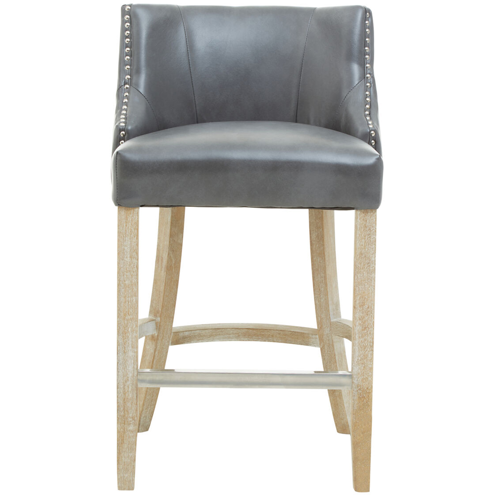Premier Housewares Kensington Townhouse Grey Faux Leather Hevea Bar Chair Image 5