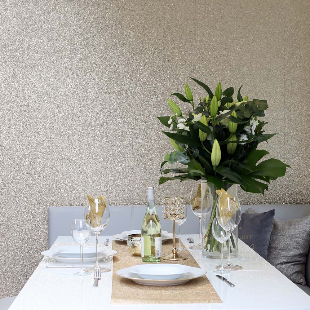 Arthouse Sequin Sparkle Gold Wallpaper Wilko