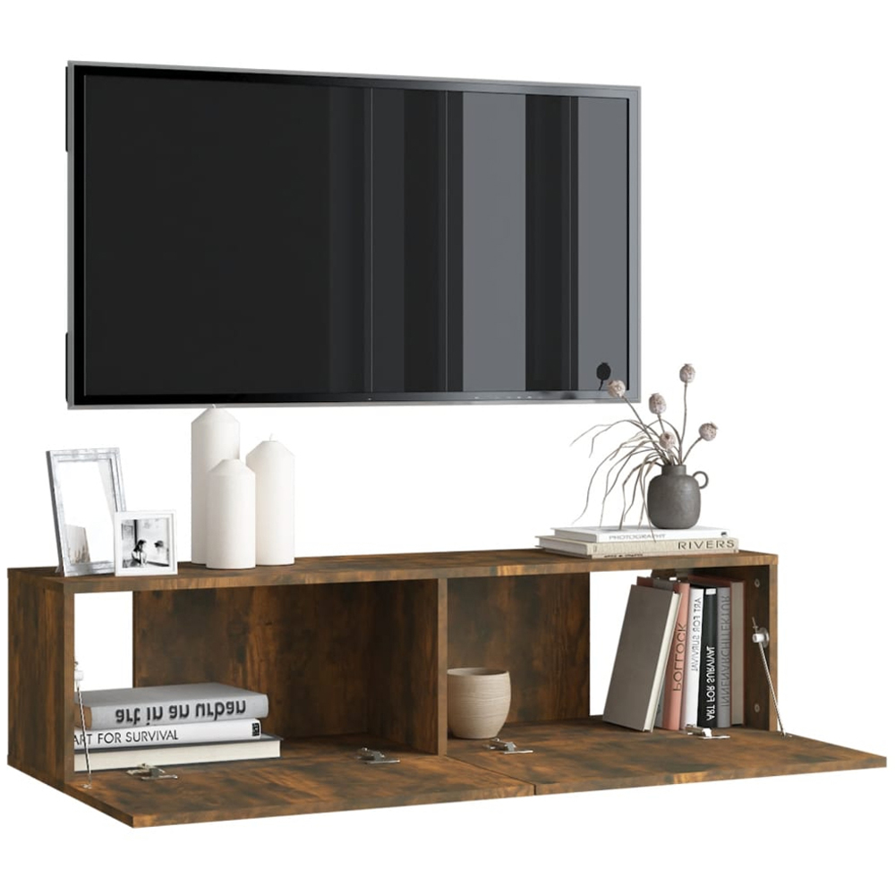 vidaXL 2 Door Smoked Oak Wall Mounted TV Cabinet Image 4