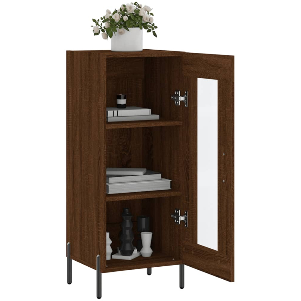 vidaXL Single Glass Door Brown Oak Sideboard Image 4