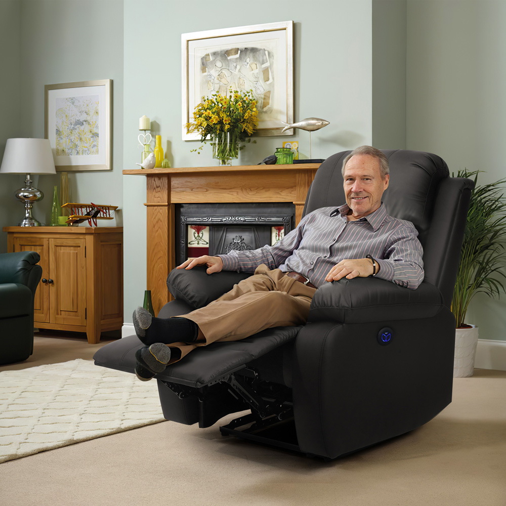 Comfy Living Black PU Leather Electric Recliner Chair Image 6