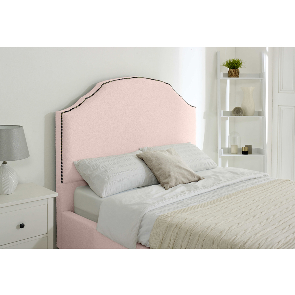 Eleganza Sareen Super King Size Pink Plush Velvet Bed Frame with Curved Headboard Image 2