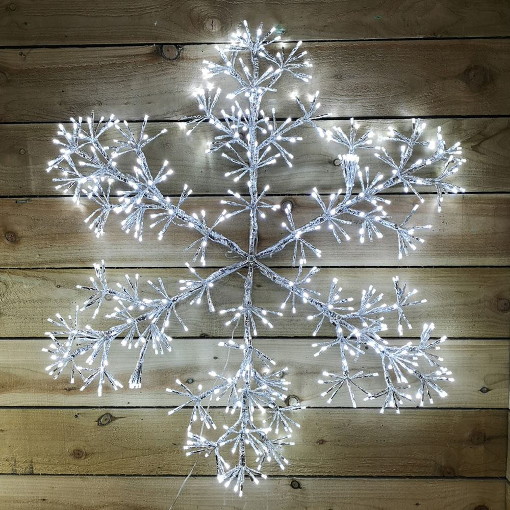 Samuel Alexander 660 White LED Silver Starburst Snowflake Christmas Decoration 90cm Image 1