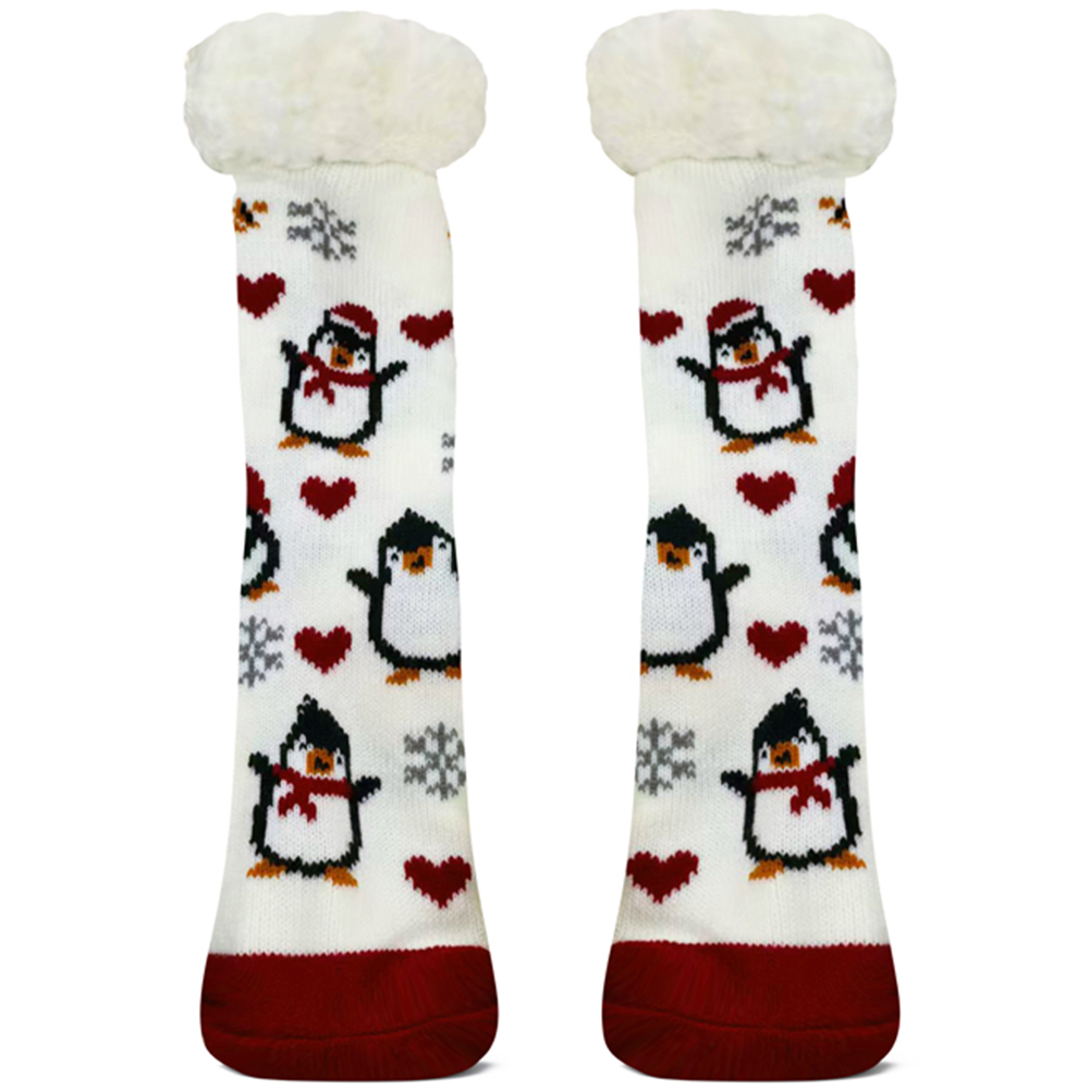 Noel Square Sherpa Fleece Nordic and Penguins Xmas Socks 3 Pack Image 4