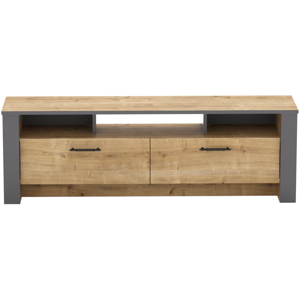 Decorotika Manhattan 2 Door 3 Shelf Oak TV Unit Image 2