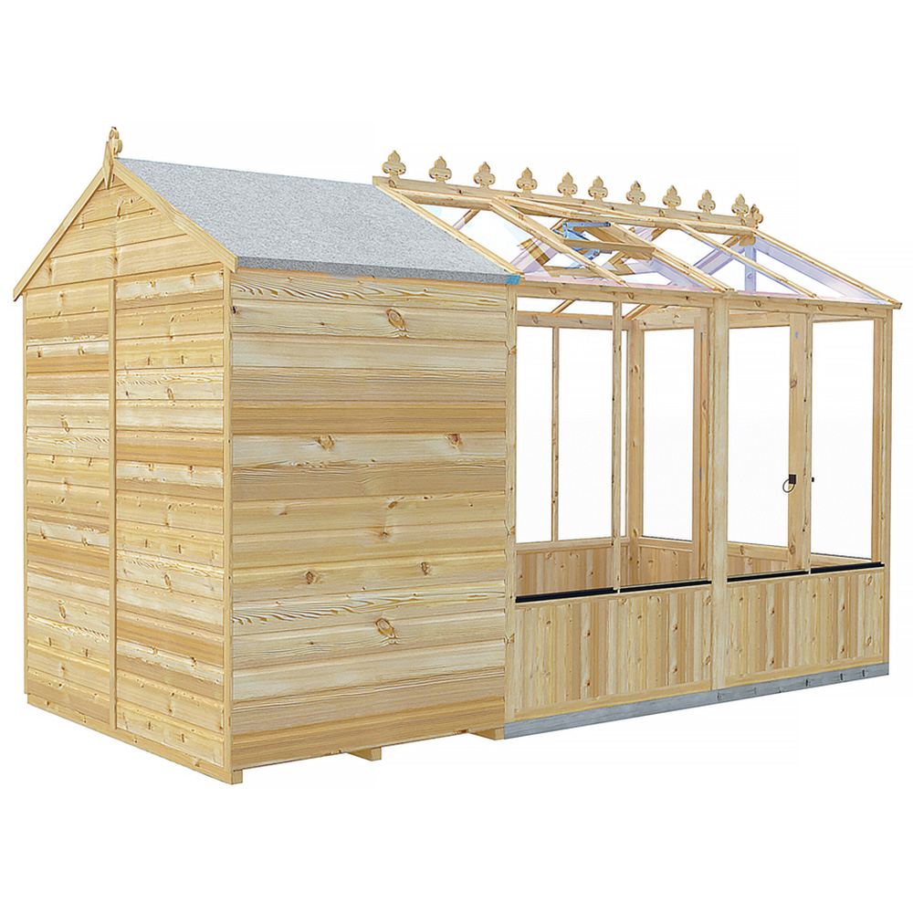 Shire Holkham 6 x 12ft Glazed Toughened Glass Greenhouse with Shed Image 4