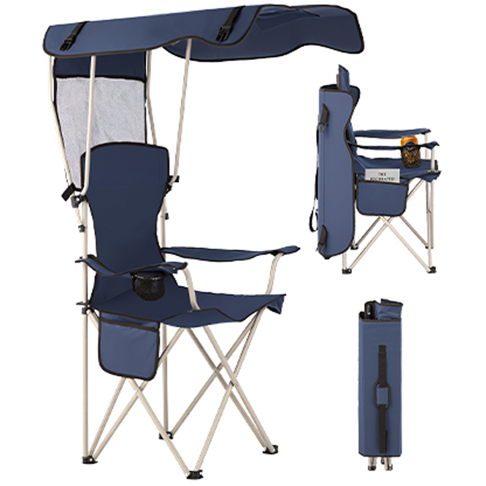 Willowmare Blue Portable Folding Camping Chair with Canopy Image 2