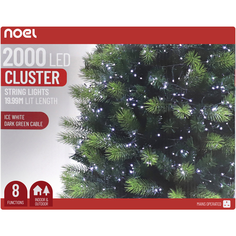 2000 LED Cluster String Lights Ice White Image 4