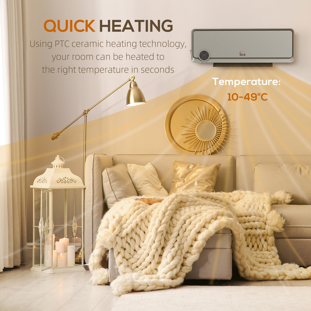 HOMCOM Grey Downflow Heater 2000W Image 6