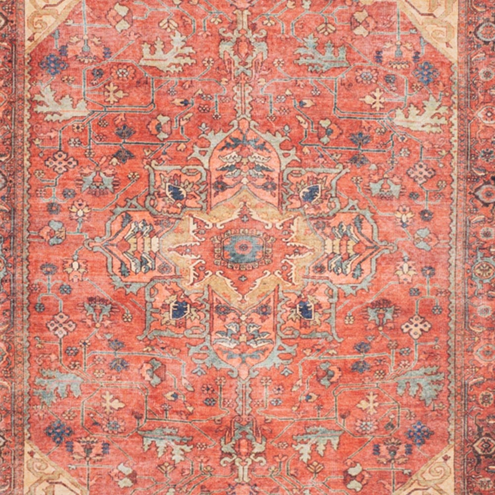 Kukoon Distressed Persian Inspired Gold Coral Washable Rug 160 x 230cm Image 3