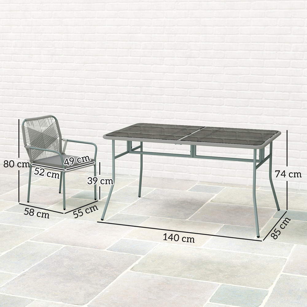 Outsunny 4 Seater PE Rattan Garden Dining Set Light Grey Image 9