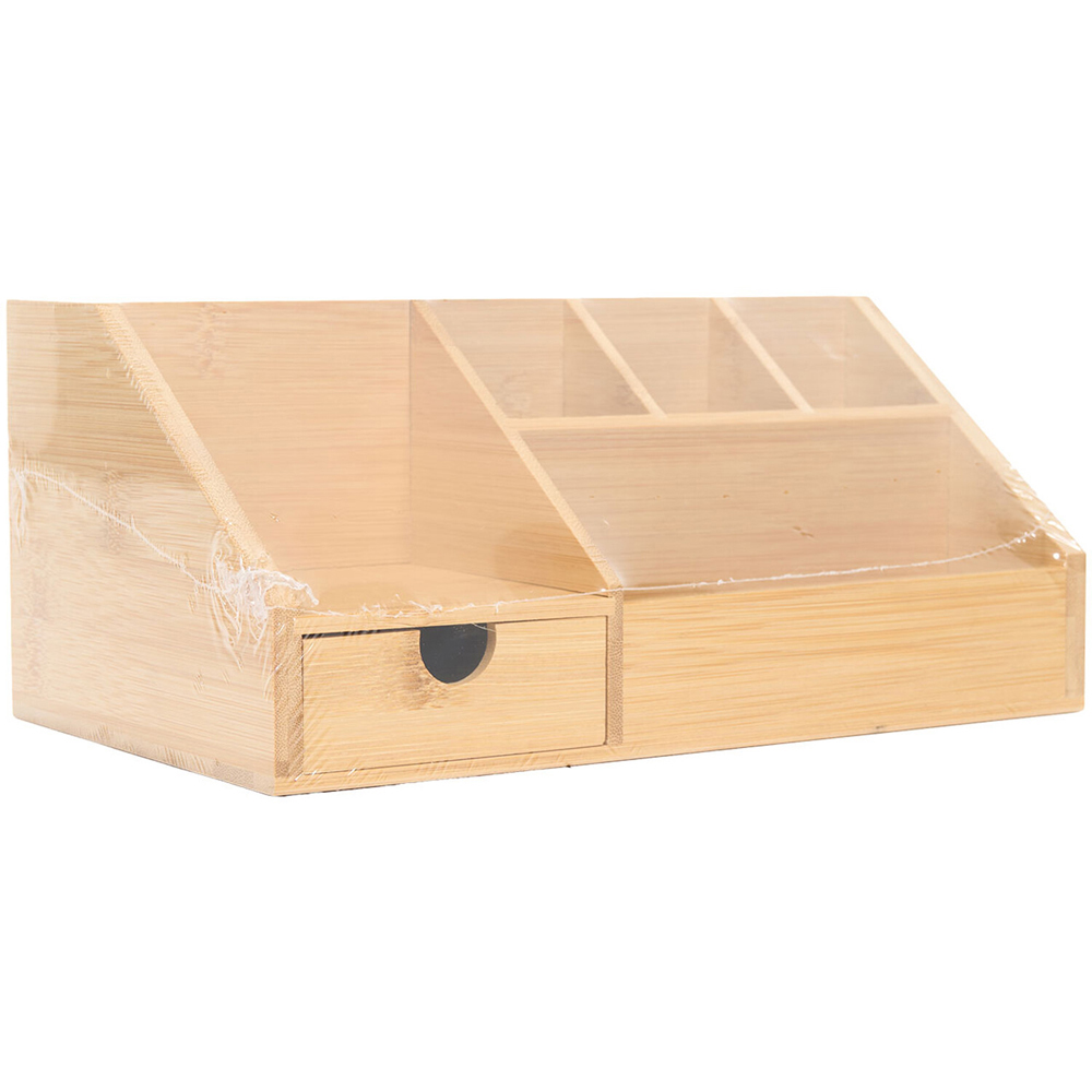 Bamboo Desk Tidy with Drawer Natural Image 1
