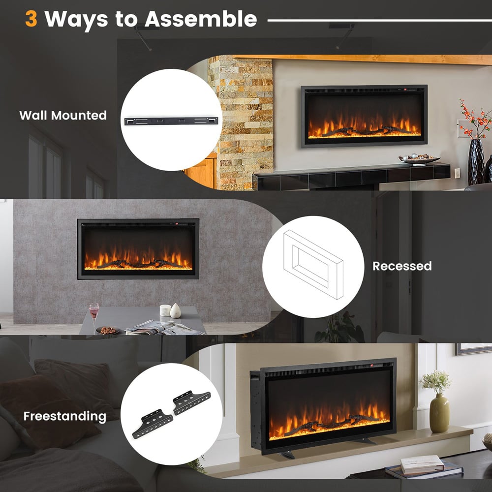 Costway 5000 BTU Linear Electric Fireplace Heater with Remote Image 6
