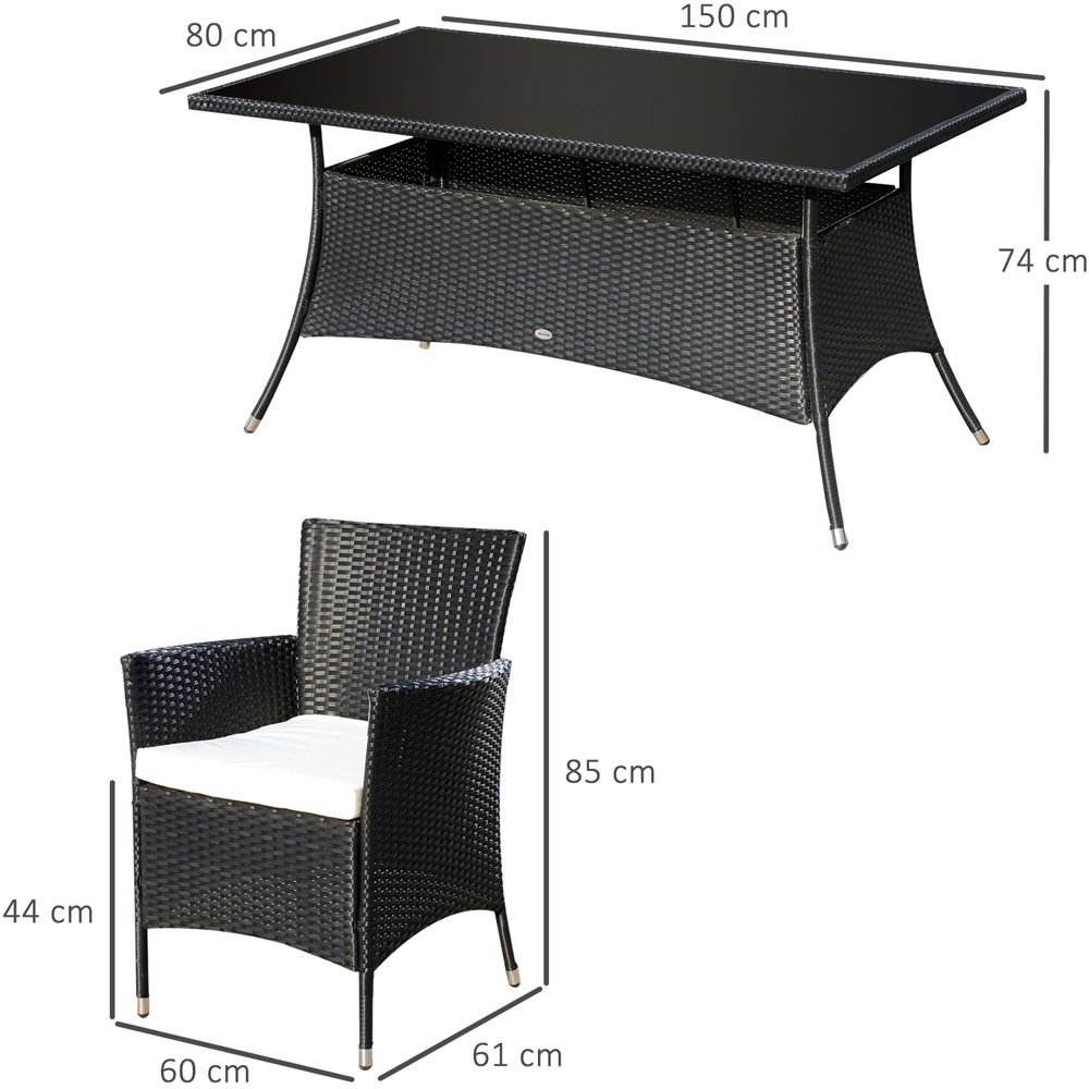 Outsunny Rattan 6 Seater Garden Dining Set Black Image 7