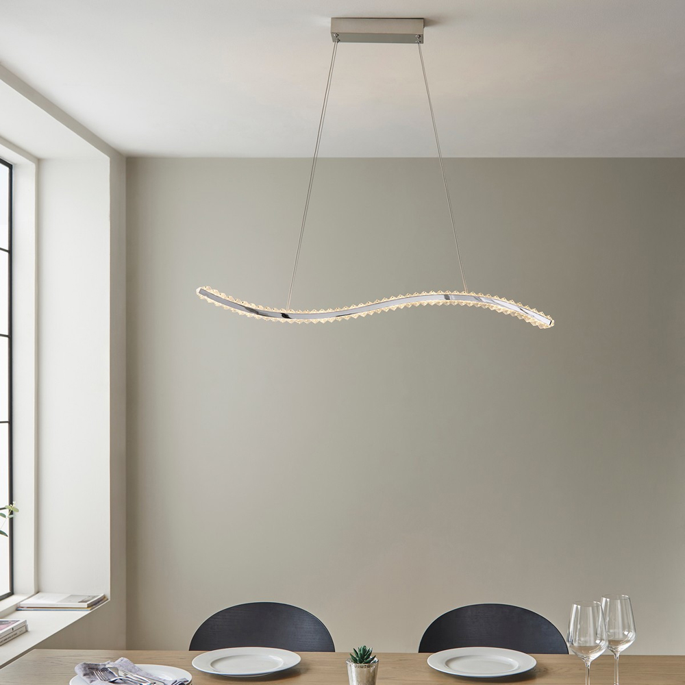 Merano Foggia Chrome Plate Crystal Pendant Ceiling Lamp Image 7