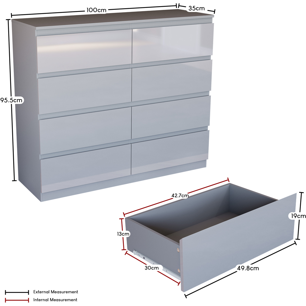 VIDA DESIGNS Glinton 8 Drawer Grey Chest of Drawers Image 9